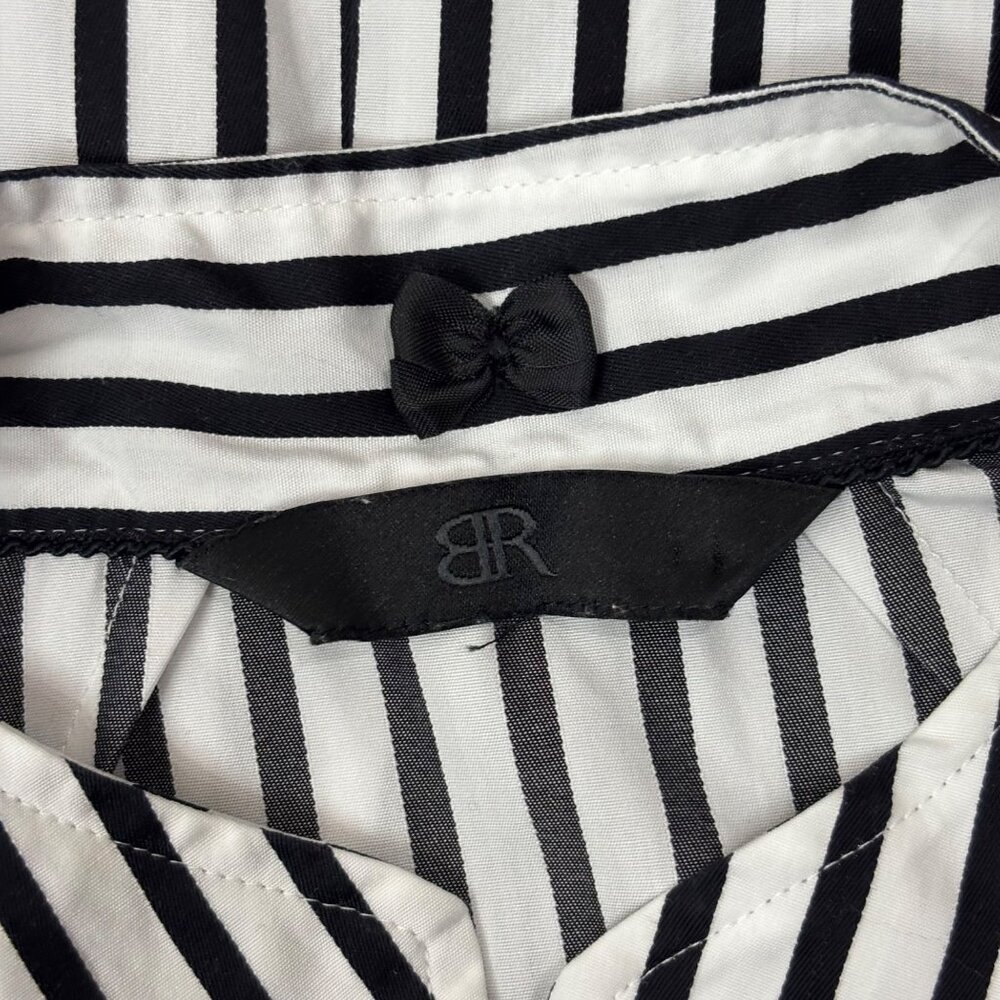 Banana Republic Stripe Top Womens Size Small Y2K Black White Striped Puff Sleeve - Picture 9 of 12